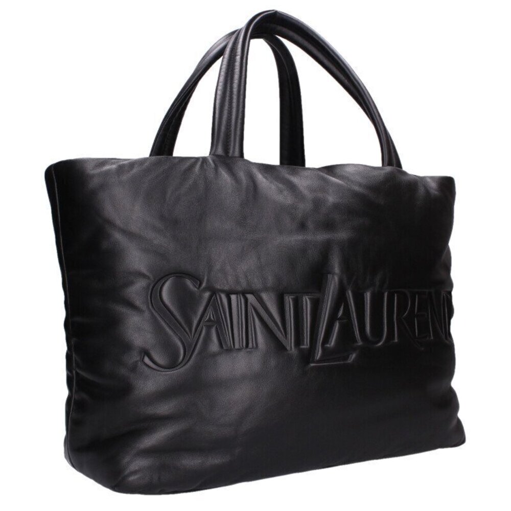 Saint Laurent Paris Puffer Leather Tote Bag Black